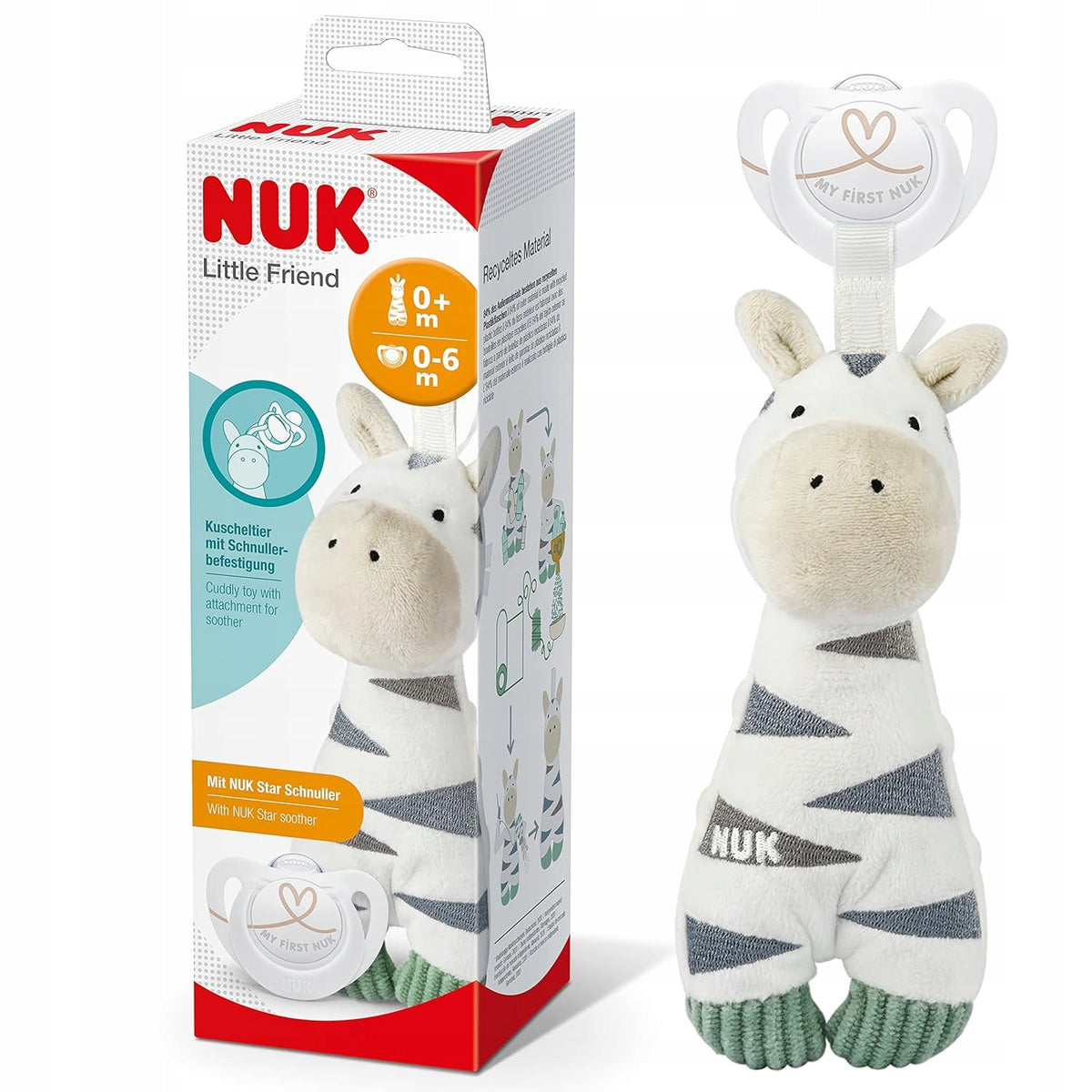 NUK Little Friend sucette apaisante avec doudou ZÈBRE 0-6 m