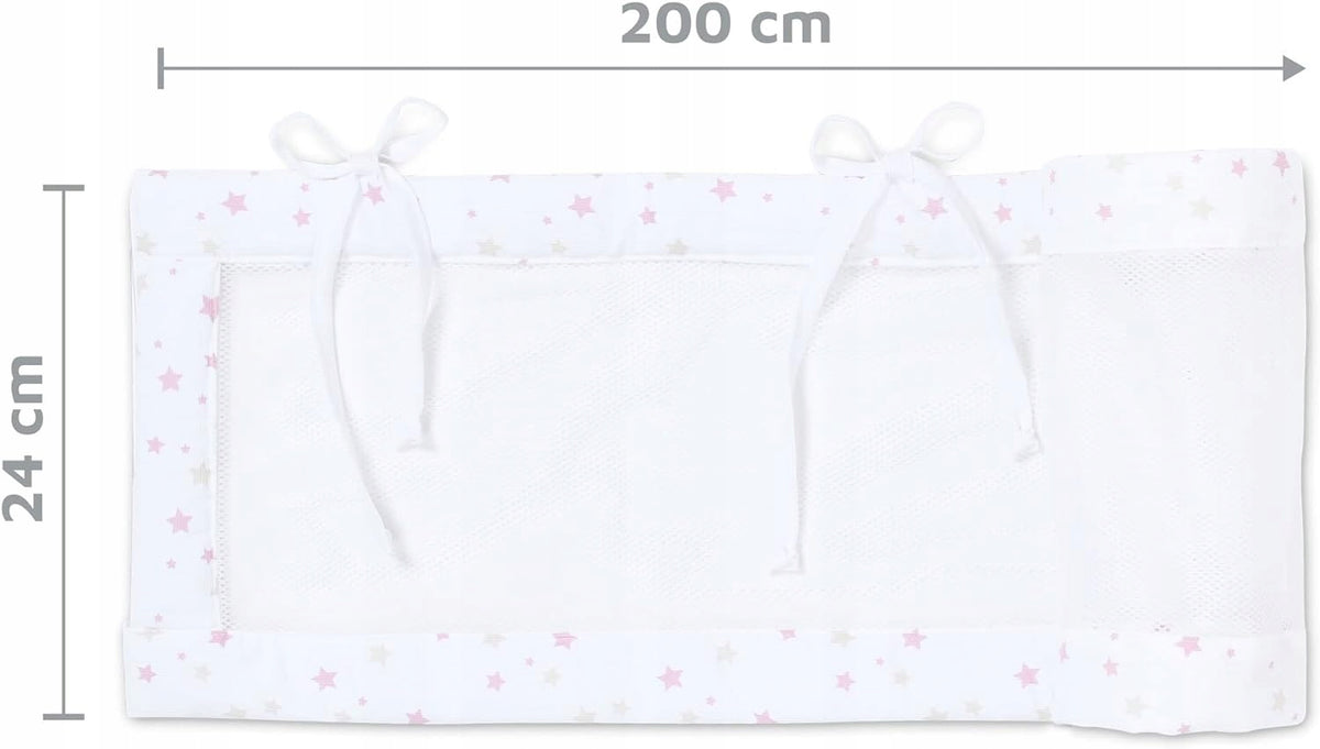 BABYBAY ochraniacz do łóżeczka 200x24, przewiewny ochraniacz siatkowy do łóżeczka niemowlęcia, 200x24 cm