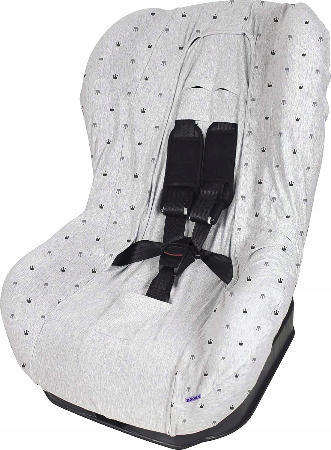 DOOKY SEAT COVER 1 pokrowiec na fotelik UNIWERSALNY gr.1, szary pokrowiec w gwiazdki do fotelika 9-18 kg