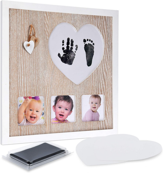 NAVARIS cadre photo, empreintes de main et de pied 28x29 cm + coussin encreur