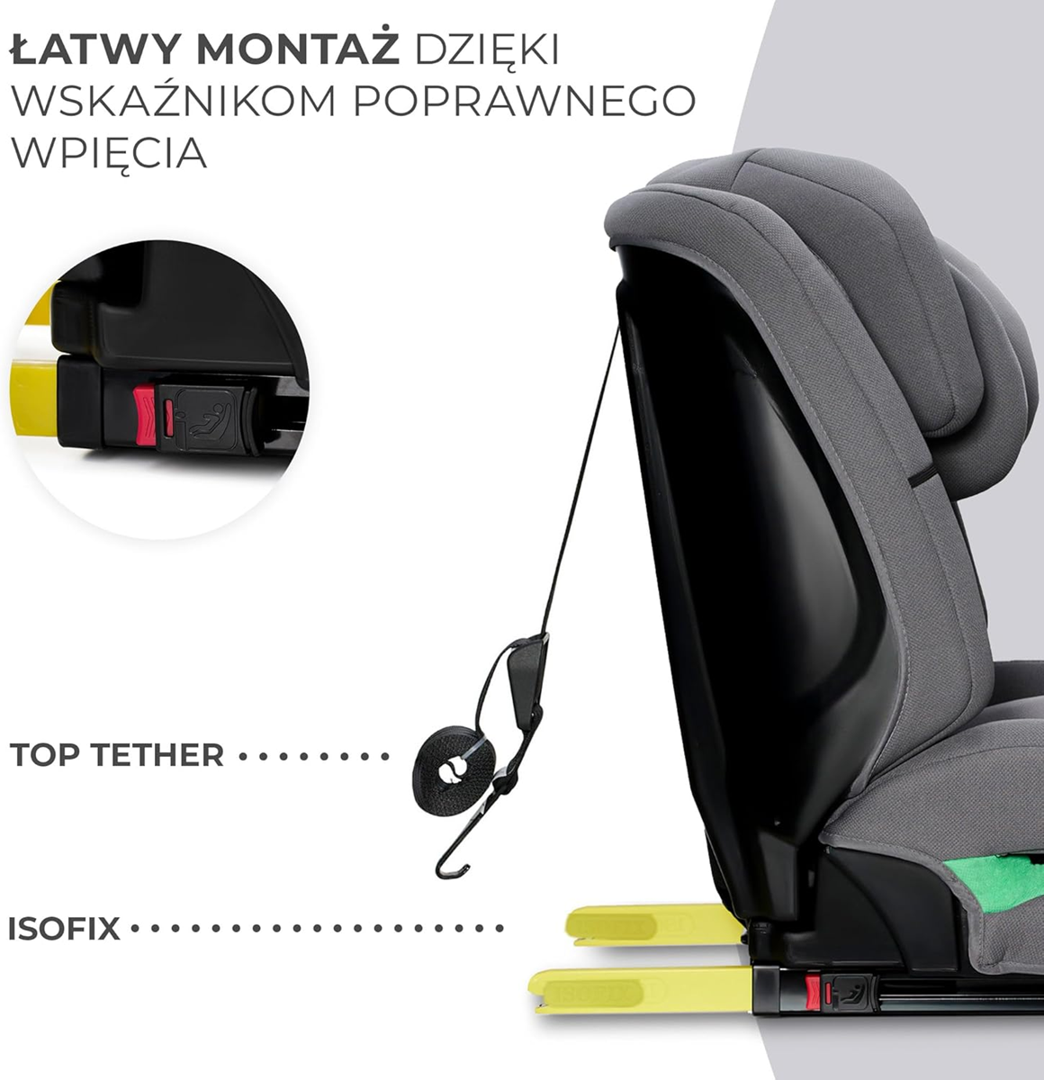 KINDERKRAFT SAFETY FIX 2 i-Size fotelik samochodowy 9-36kg gr 1/2/3 ISOFIX