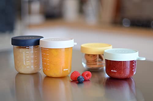 BEABA szklany pojemnik słoiczek 2x150 ml, 2x250ml – szklane pojemniczki na żywność do przechowywania i odmierzania