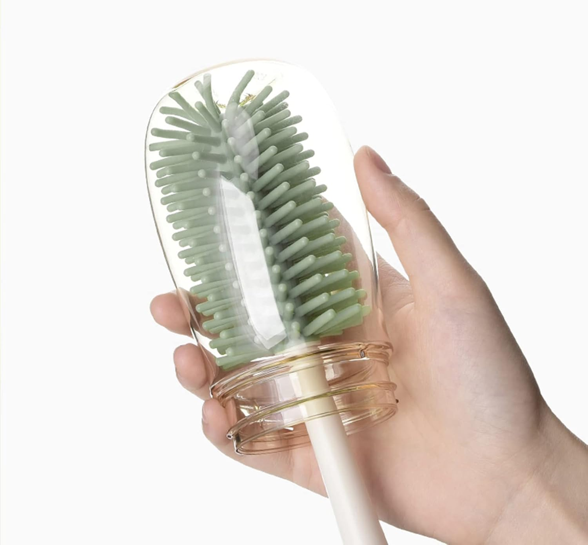 BEBAMOUR 3-en-1 brosses en silicone pour le nettoyage des biberons, tétines et pailles 32cm
