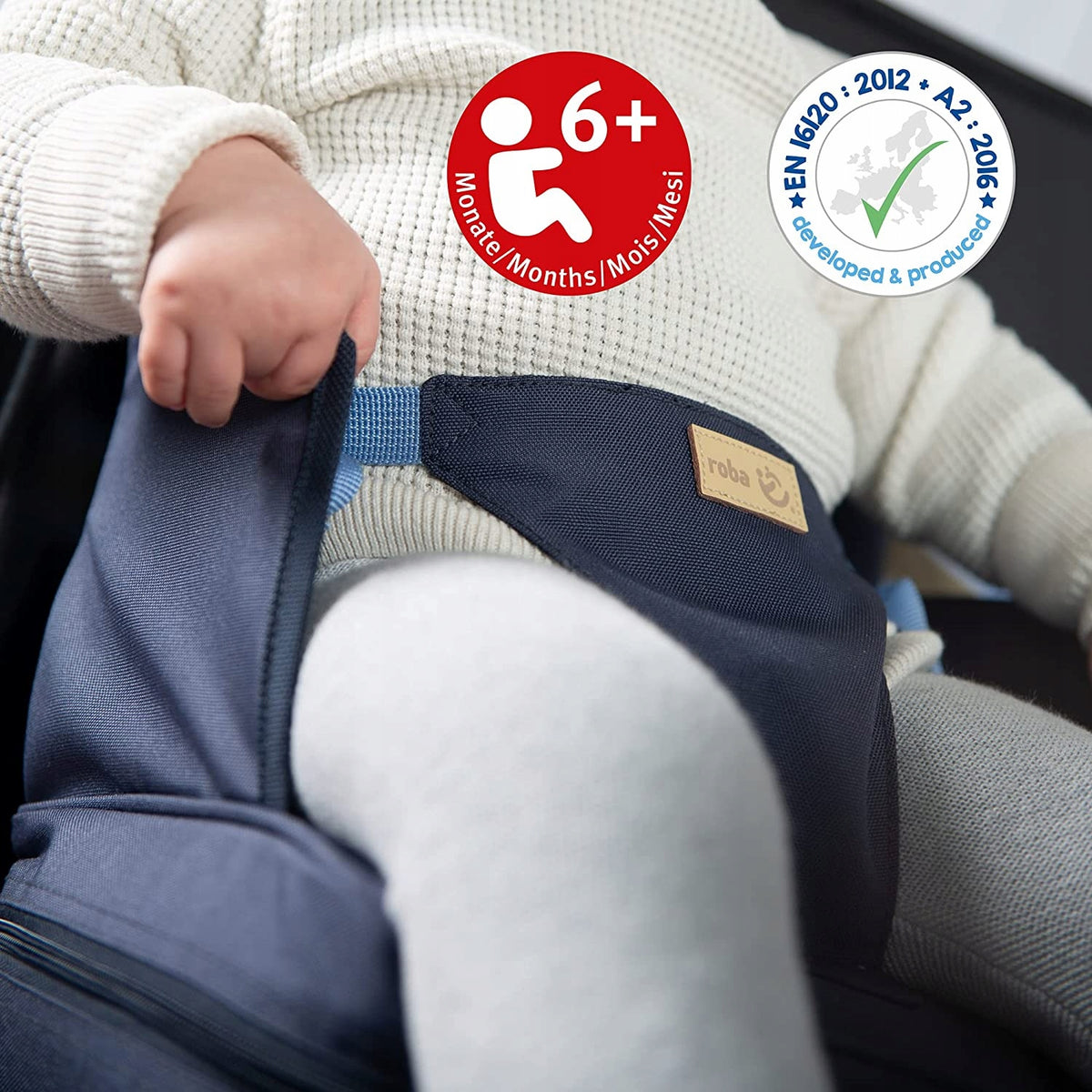 ROBA krzesełko turystyczne do karmienia granatowe 6+ miesięcy, mobilne siedzisko dla dziecka do 15 kg
