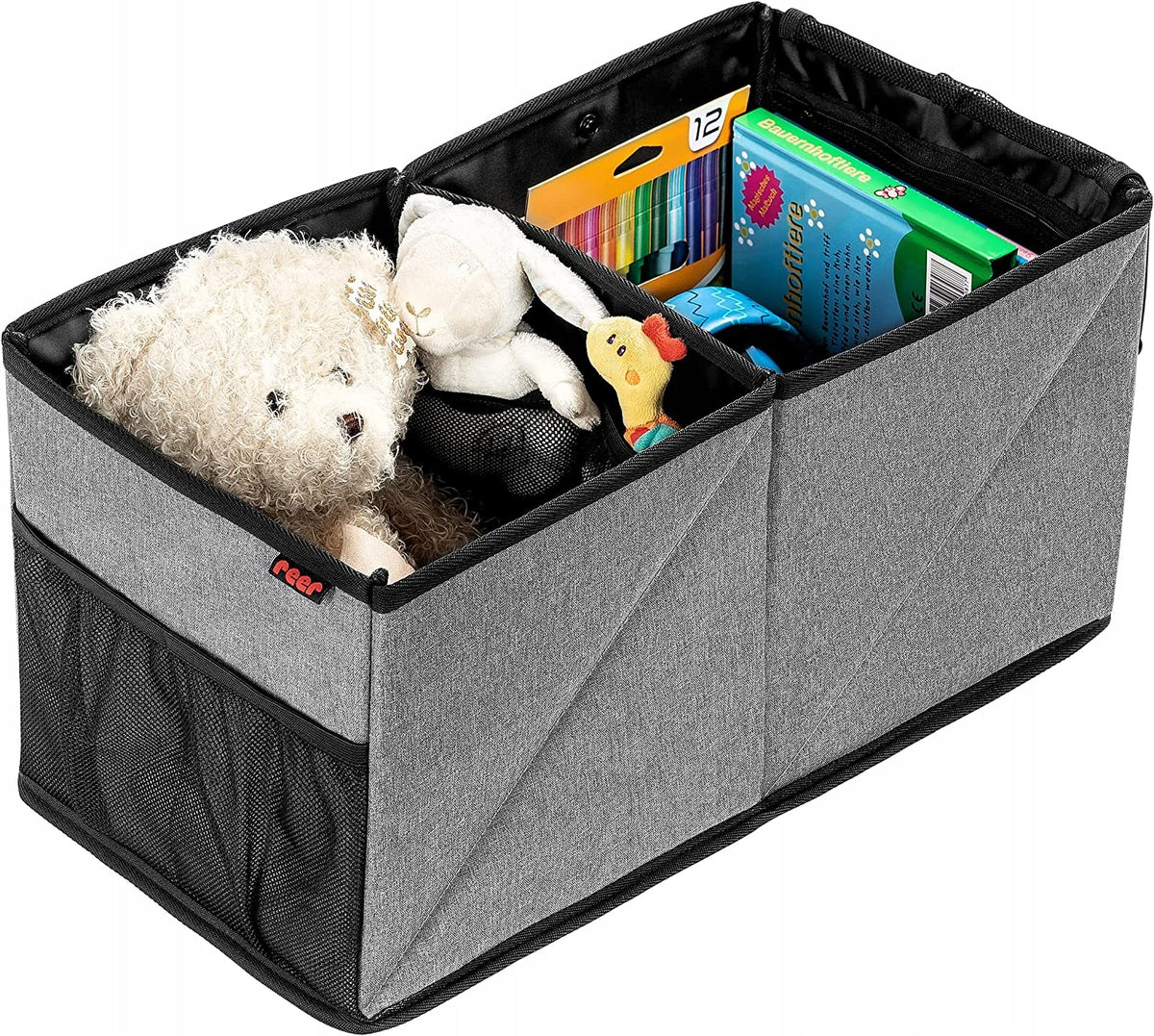REER TravelKid organizer składany do samochodu, pojemny organizer na fotel z zabawkami i książkami