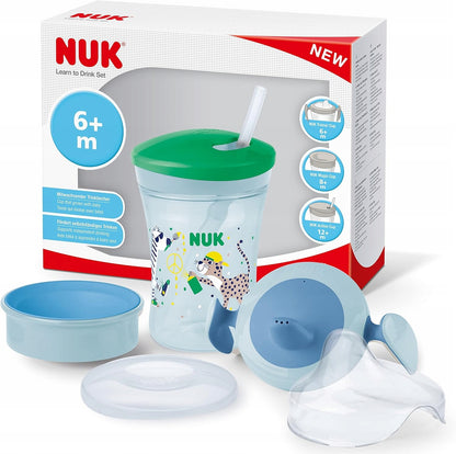NUK drinkleerset beker + 3 mondstukken