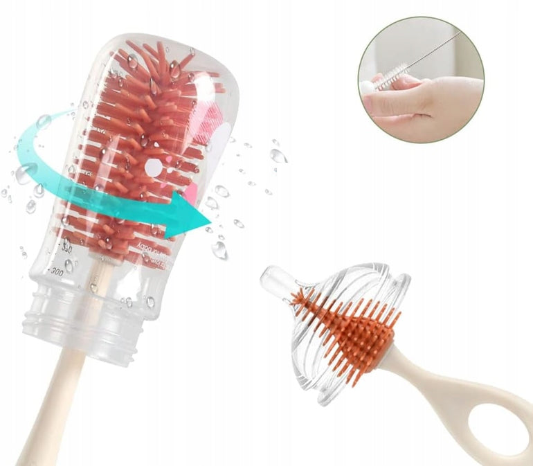 VICLOON 3-en-1 brosses de nettoyage en silicone pour biberons, tétines et pailles 32cm