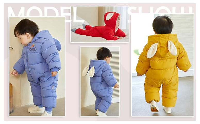 JIAMY combinaison d'hiver avec capuche et oreilles 6-12 mois 80