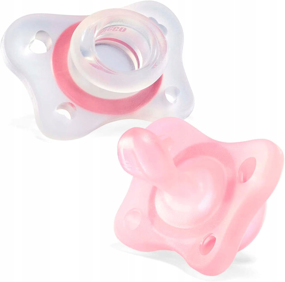 CHICCO PhysioForma smoczek x2 2-6m MINI SOFT, różowy i przezroczysty smoczek uspokajający dla niemowląt