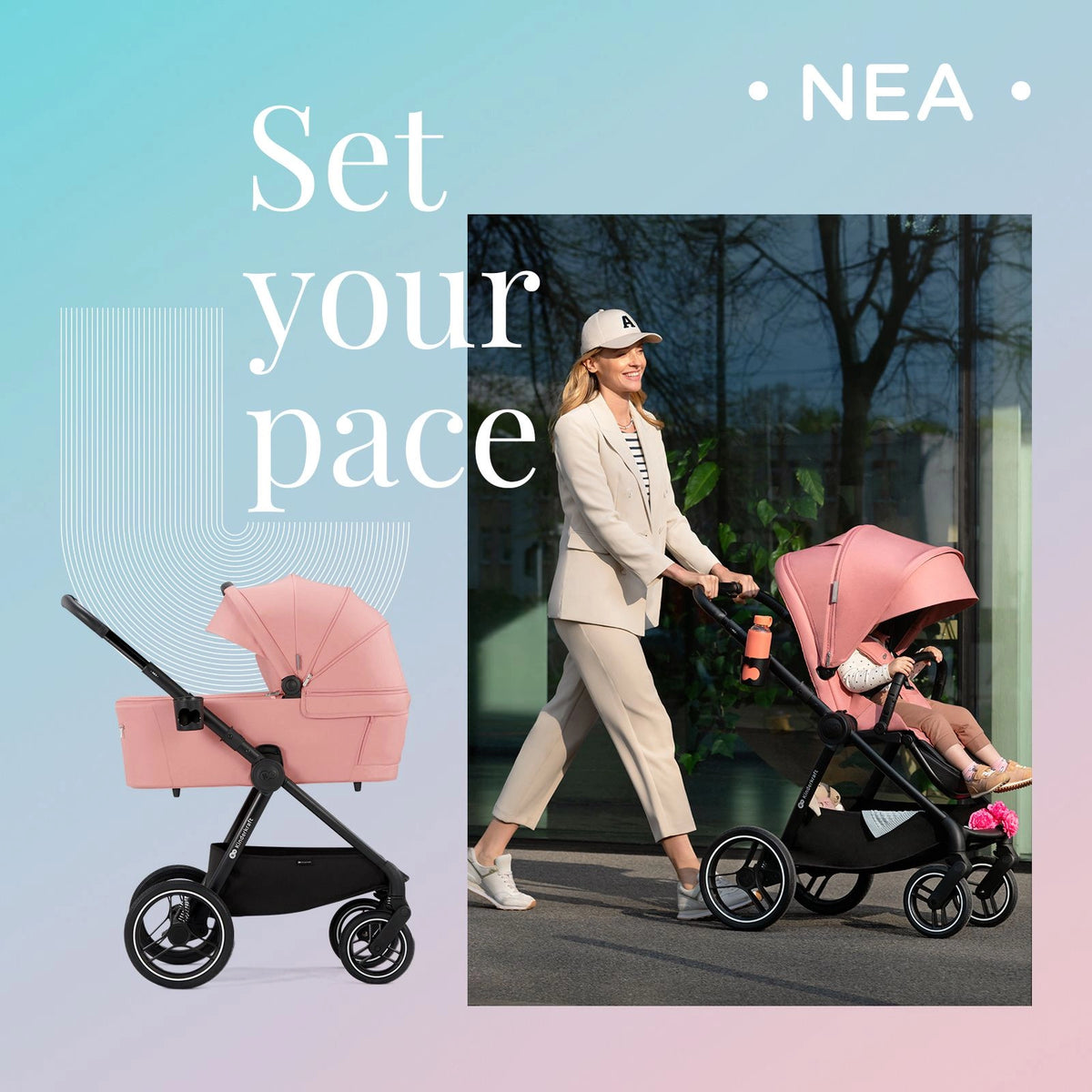 KINDERKRAFT gondola do wózka NEA UPF50+ kompaktowa – PLATINIUM GREY – zdjęcie 8