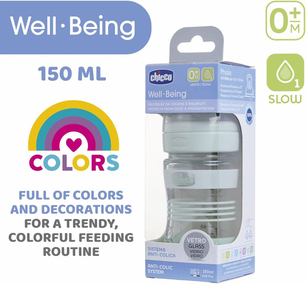 CHICCO biberon Well Being 0m+ 150ml VERRE