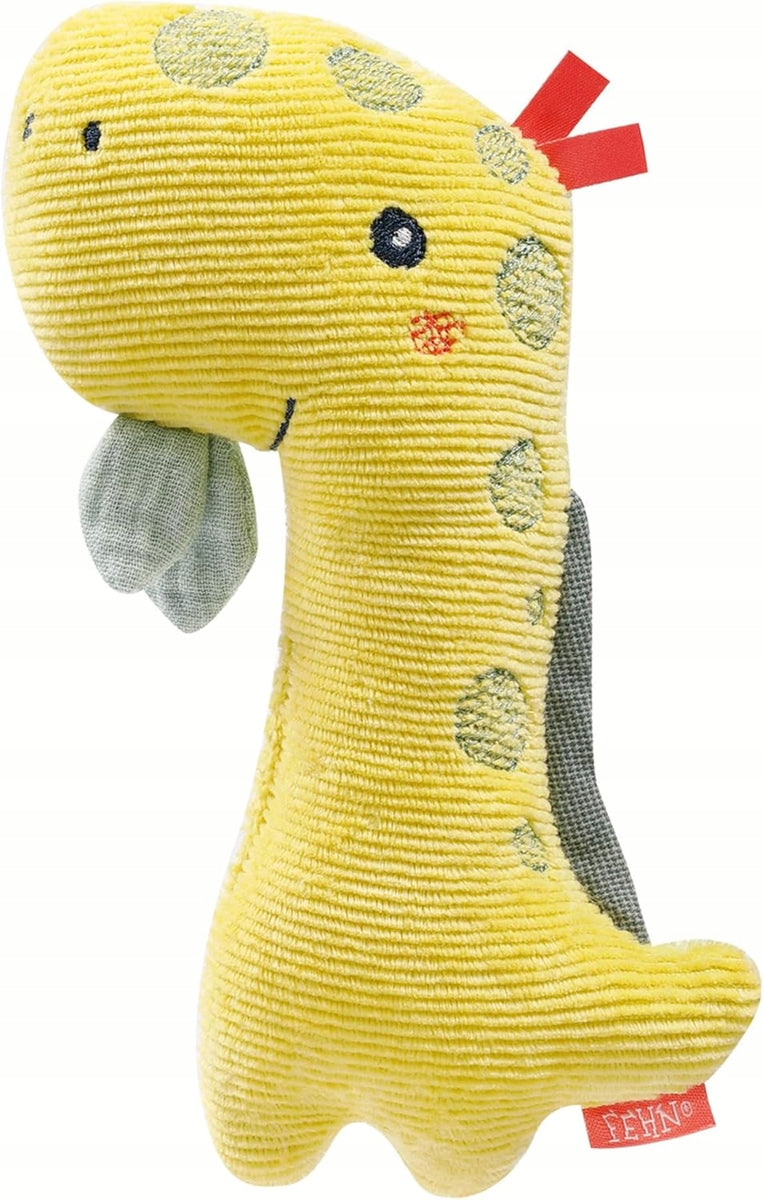 FEHN peluche doudou avec hochet et pouet DINOSAURE 17,5 cm