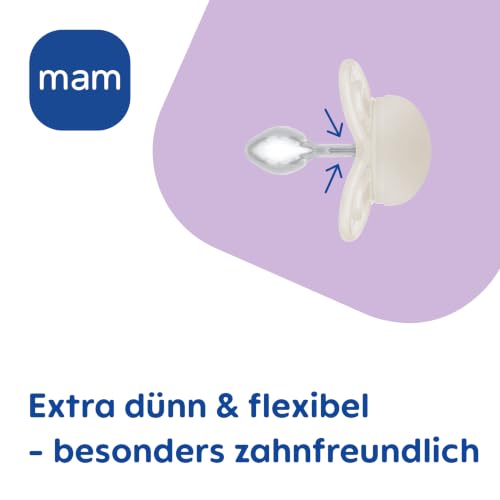 MAM Perfect Start smoczek uspokajający silikonowy 0-2m x2, ekstra cienki i elastyczny dla noworodka
