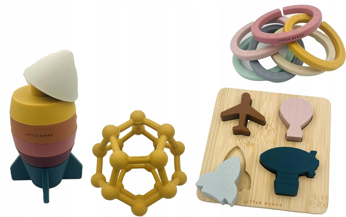 LITTLE NANOO ensemble de jouets sensoriels en silicone 18 pièces 6 m+