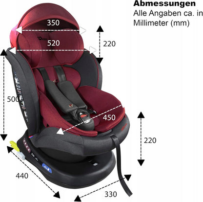 XOMAX S64 fotelik samochodowy obrót 360 gr 0/1/2/3 ISOFIX