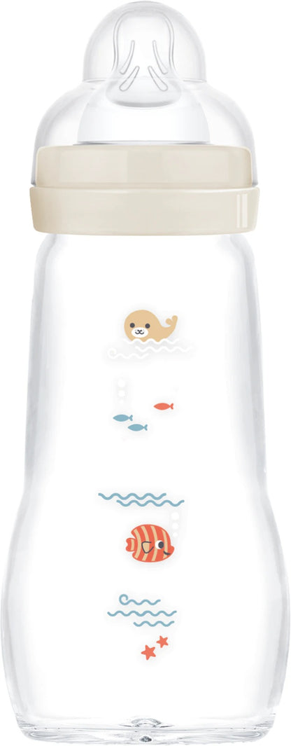 MAM Feel Good biberon en verre 260 ml 2 m+ tétine 2 CRÉATURES MARINES