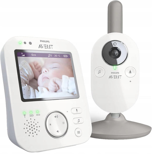 PHILIPS AVENT SCD843/01 cyfrowa niania elektroniczna 3,5" biało-szara z kamerą LCD i trybem ECO