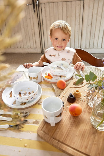 LASSIG Little Mateys porcelain plate and cup set, 200 ml, ANIMALS