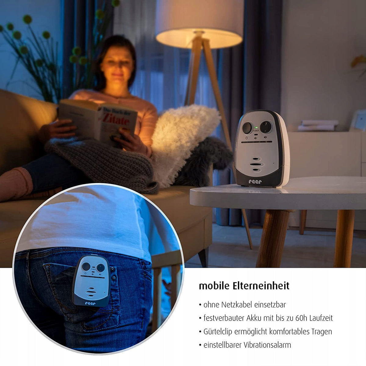 REER Cosmo niania elektroniczna cyfrowa 600m z odbiornikiem mobilnym i funkcją interkomu w domu