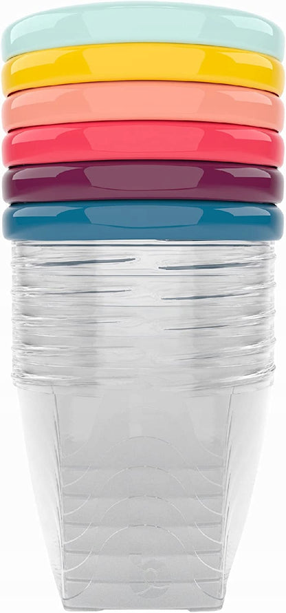 BABYMOOV Babybols pojemniki 6 x 250 ml, przezroczyste pojemniki na żywność dla dziecka w pastelowych kolorach