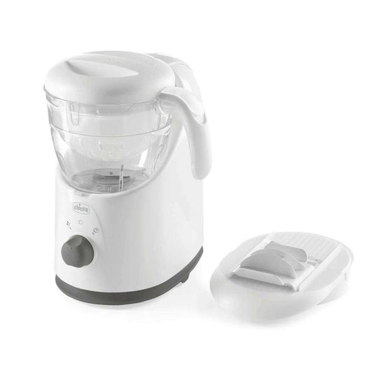 CHICCO Easy Meal 4w1 robot kuchenny 1550 ml, biały z szatkownicą, do gotowania, miksowania i podgrzewania