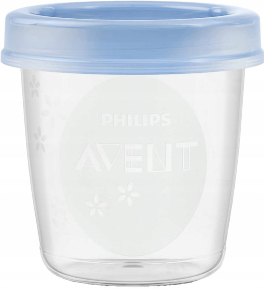 PHILIPS AVENT pojemniki na żywność x5 180ml, niebieska pokrywka, szczelny pojemnik BPA free