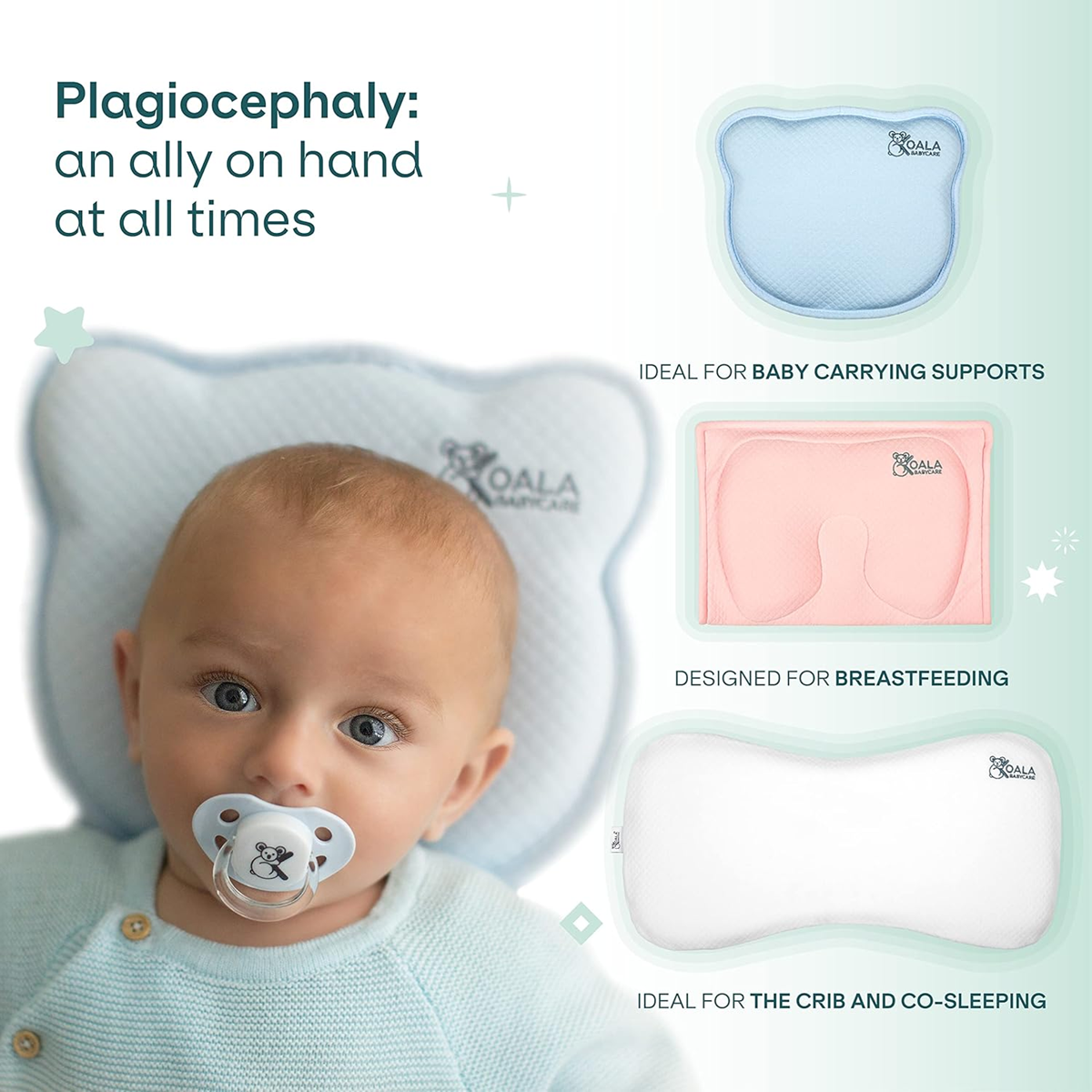 KOALA BABYCARE pernă pentru bebeluși + husă PREVINE plagiocefalia