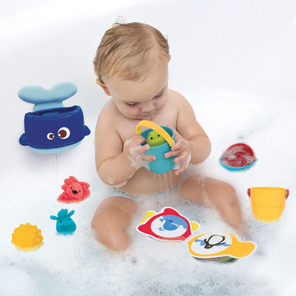LUDI ensemble de jouets de bain 9 pièces + boîte avec poignée