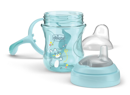 CHICCO Transition Cup netečúci pohár s náustkom a úchytmi 200 ml 4 m+