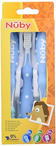 Nuby ID754 set de brosses à dents bleu x3