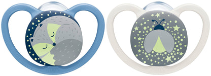 NUK Space Night smoczek uspokajający silikon x2 18-36msc +box