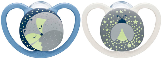 NUK Space Night smoczek uspokajający silikon x2 18-36msc +box