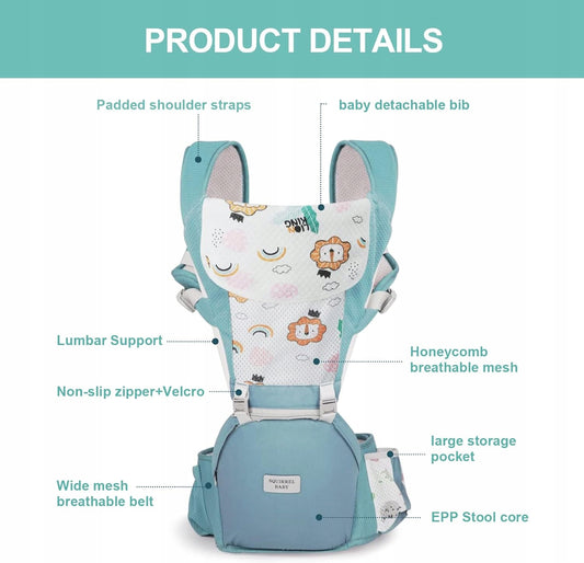 NUKIED porte-bébé ergonomique avec ceinture de hanche 6 en 1