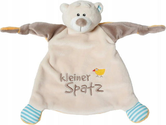 NICI komforter przytulanka miś "Mały Wróbel" 25 x 25 cm, miękki beżowo-pomarańczowy comforter dla niemowląt