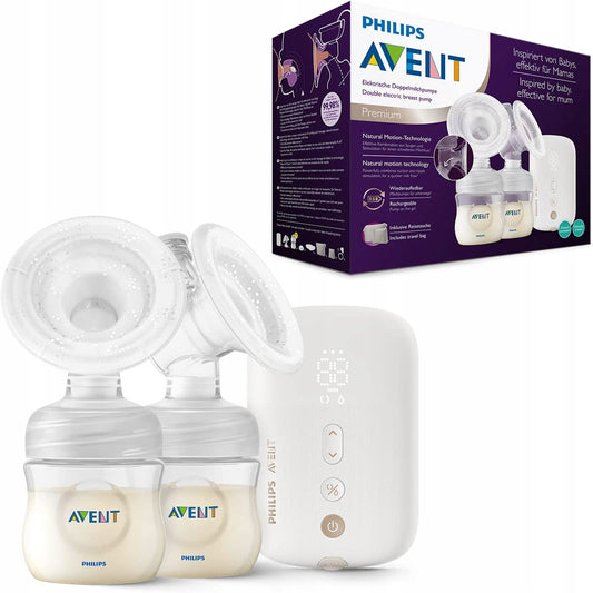 PHILIPS AVENT SCF398/11 LAKTATOR elektryczny podwójny biały, cichy silnik, zasilanie sieciowo-akumulatorowe