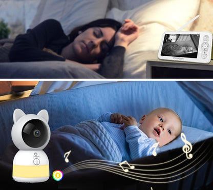 EYRIZON babyphone électronique télécommandé 5" 2K HD + application