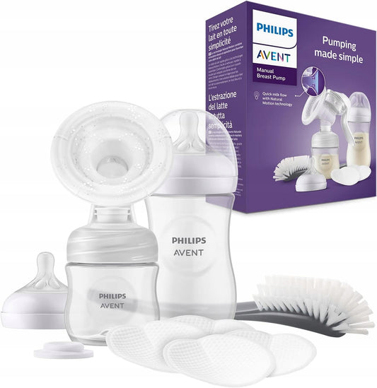 PHILIPS AVENT Natural SCF430/60 laktator ręczny +akcesoria, butelka, szczotka i wkładki, biały