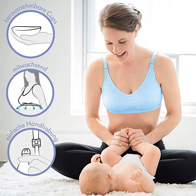 MEDELA biustonosz do karmienia KOMFORT +wkładki S, bezszwowy biustonosz ciążowy z wkładkami, model dla karmiących