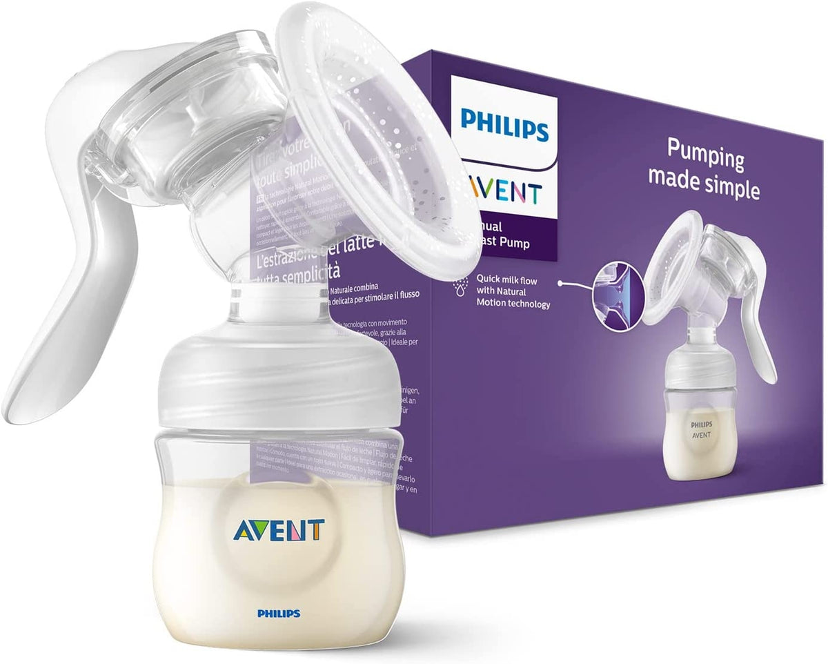 PHILIPS AVENT Natural SCF430/01 laktator ręczny biały z butelką Natural 125 ml i opakowaniem, technologia Natural Motion