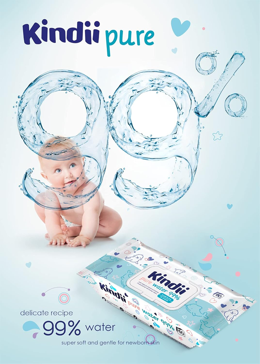 KINDII Pure Water 99 wet wipes x60