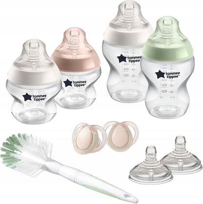 TOMMEE TIPPEE zestaw startowy butelki, smoczki 9el. - butelki, smoczki, szczotka i smoczki uspokajające