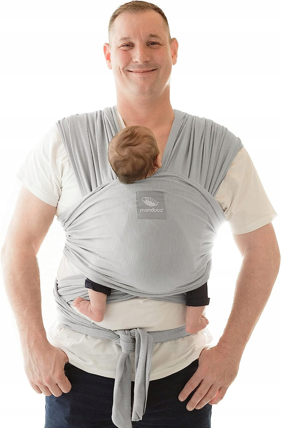 MANDUCA SLING chusta do noszenia dziecka, szara, 100% bawełna ekologiczna, dla noworodka i niemowlęcia