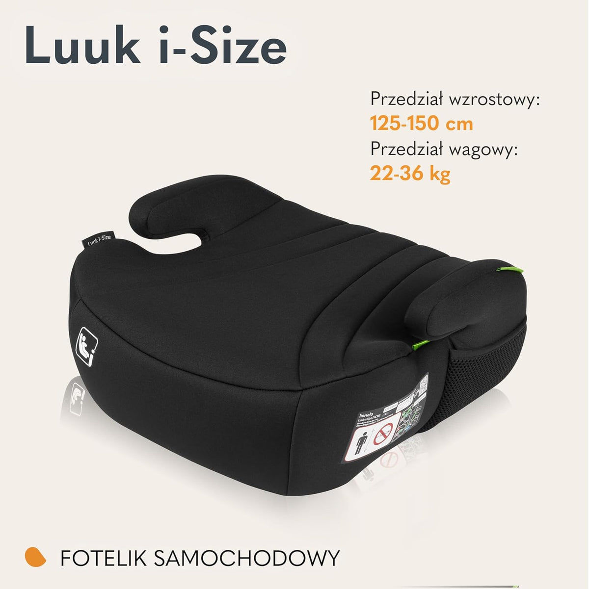 LIONELO LUUK I-SIZE fotelik samochodowy PODWYŻSZENIE do 36kg – zdjęcie produktu 3