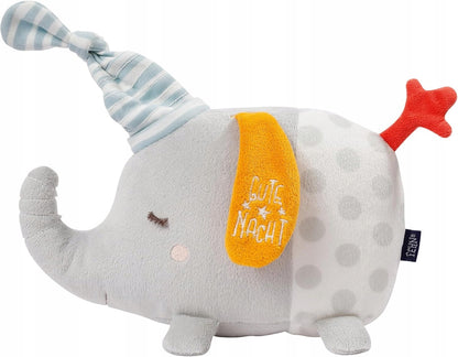 FEHN krammebamse med natlampe 4 farver og lysende broderi ELEFANT