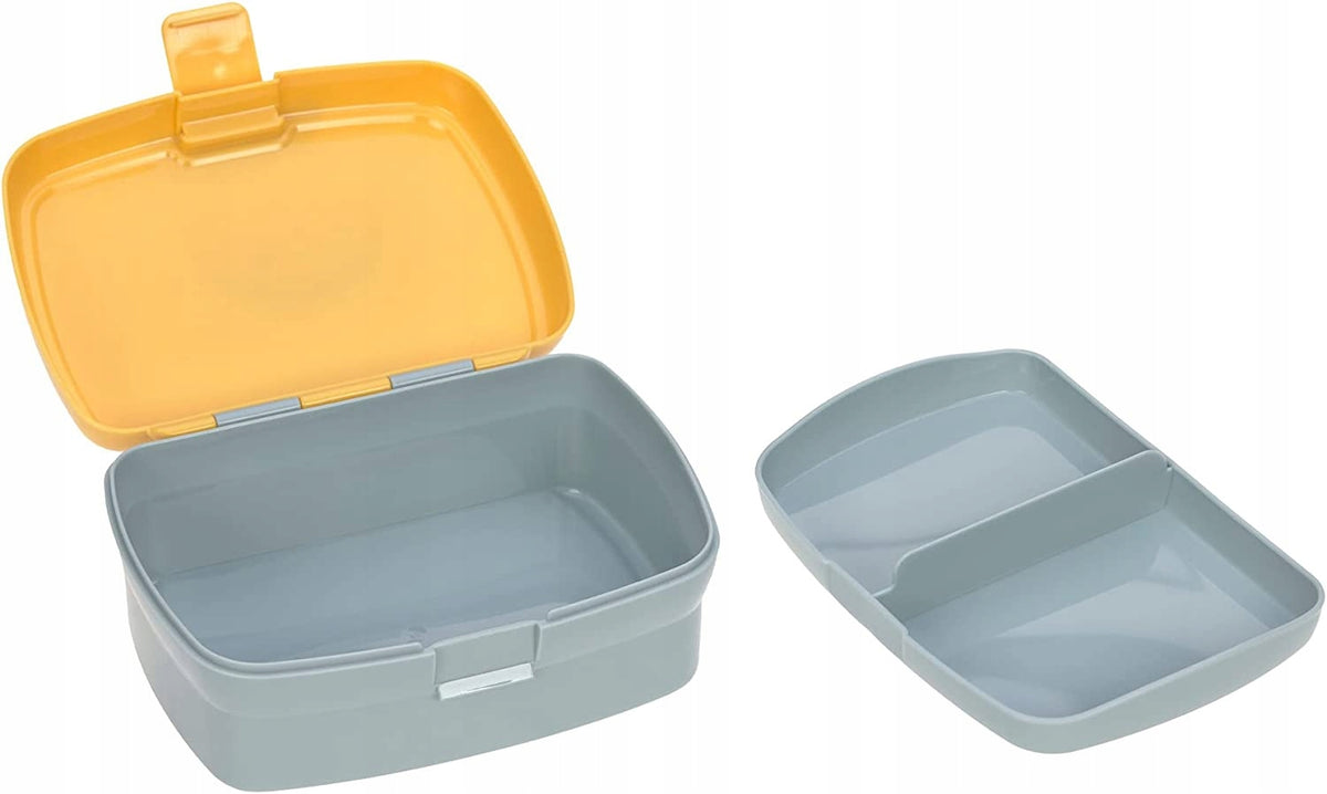 LASSIG zestaw śniadaniowy BIDON śniadaniówka żółty lunchbox z wyjmowaną przegródką i pojemnikiem na przekąski