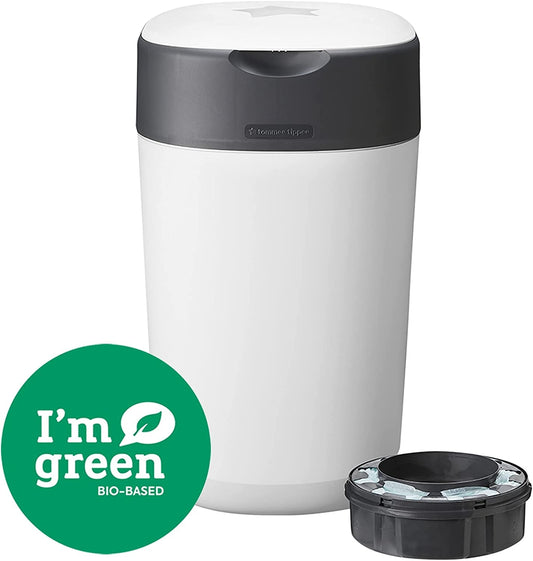 TOMMEE TIPPEE Twist&Click kosz na pieluchy z wkładem na 180 pieluch, bio-based, skutecznie usuwa zapachy