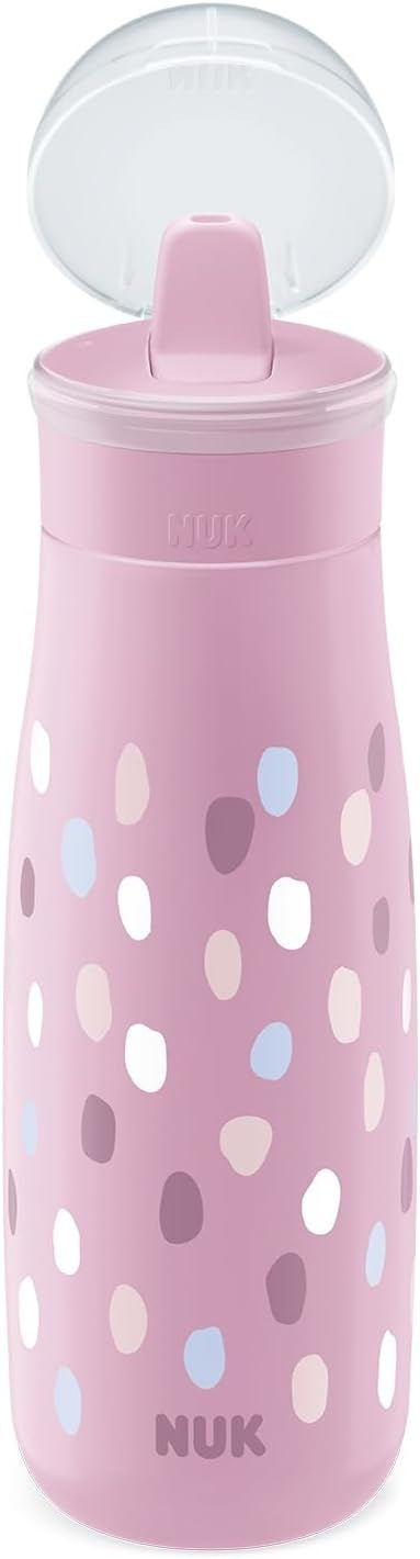 NUK Mini-Me Flip stalowa butelka ze słomką i ustnikiem 500 ml 12 m+ – różowy – zdjęcie 1