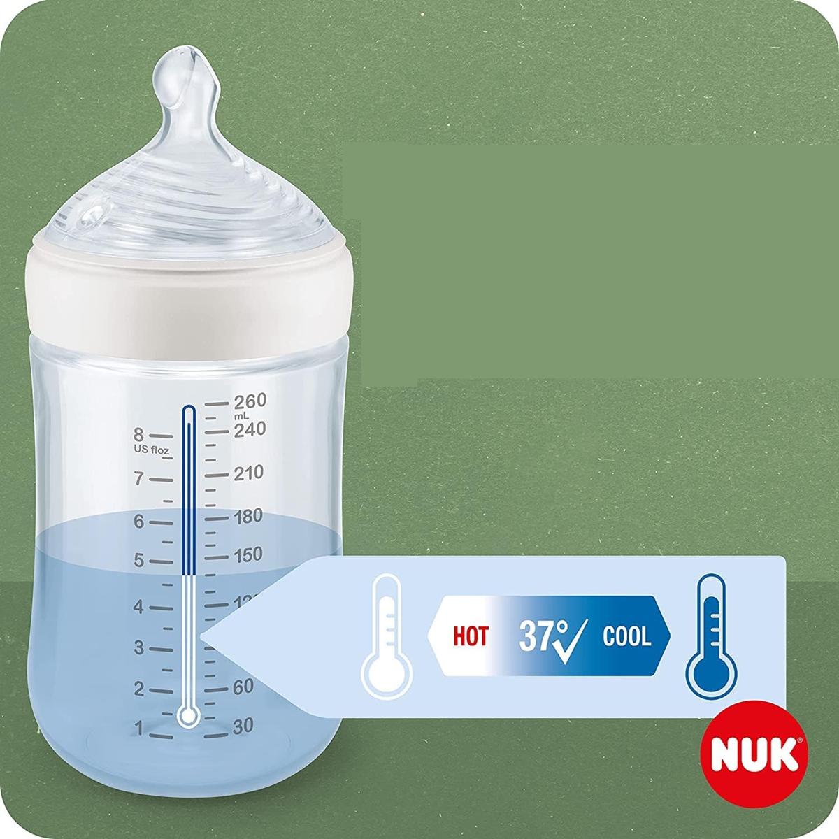 NUK For Nature butelka 150 ml 1 m+ smoczek S wolny przepływ kontrola temperatury