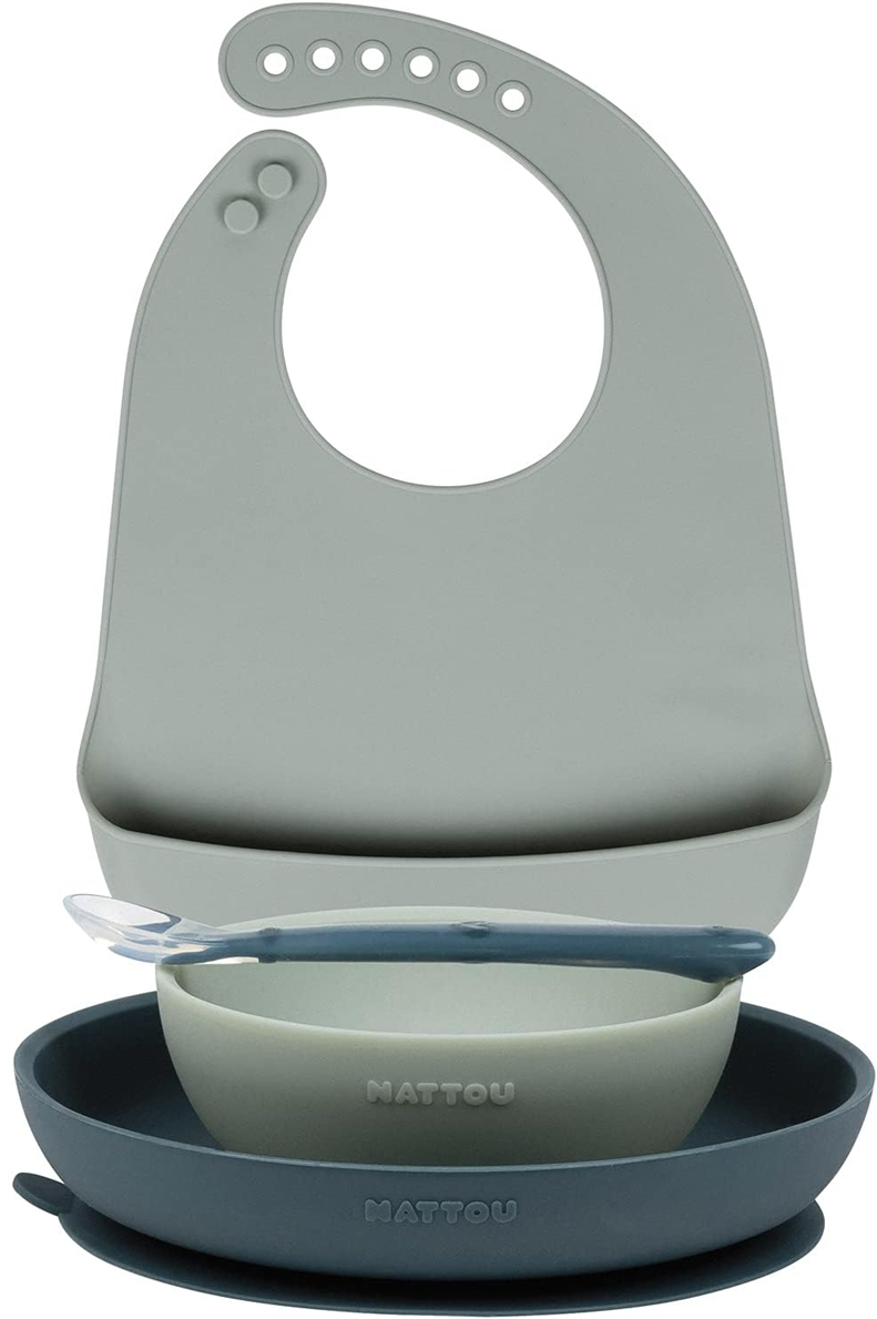 NATTOU ensemble de vaisselle en silicone avec ventouse 4 pièces.