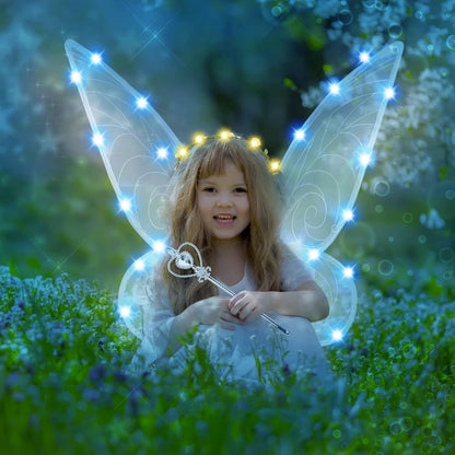 FORMIZON skrzydła wróżki z diodami LED + różdżka wianek uszy 46 x 65 cm